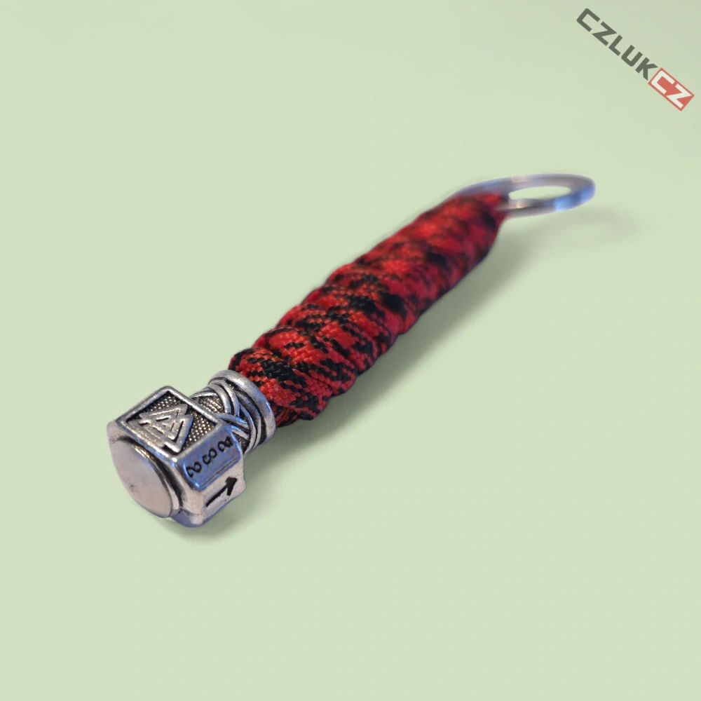 Paracord přívěsek Mjolnir - RED